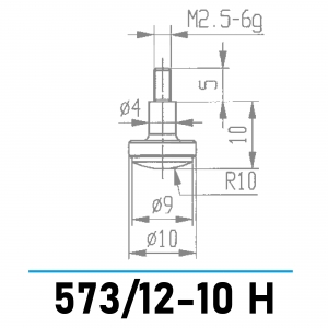 573/12-10 H - Gewölbter Messeinsatz Ø 10,0 mm für Messuhren und Feinzeiger