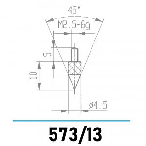 573/13 - Messeinsatz mit Spitze 45° für Messuhren und Feinzeiger