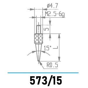 573/15 - Messeinsatz mit Spitze 15° für Messuhren und Feinzeiger