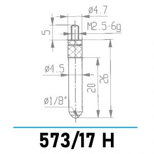 573/17 H - Kugelmesseinsatz Ø 1/8" für Messuhren und Feinzeiger