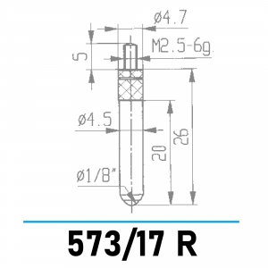 573/17 R - Kugelmesseinsatz Ø 1/8" für Messuhren und Feinzeiger