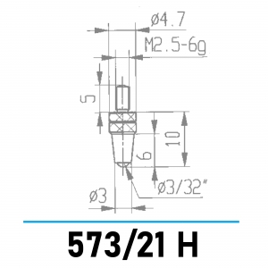 573/21 H - Kugelmesseinsatz Ø 3/32" für Tiefenmessgeräte