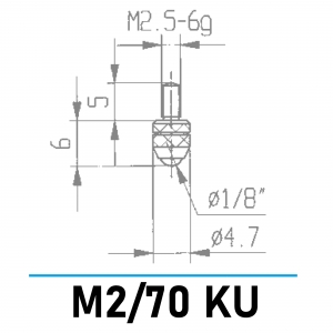 M2/70 KU - Kugelmesseinsatz Ø 1/8" für Messuhren und Feinzeiger