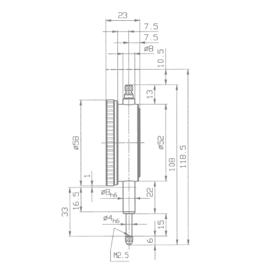KÄFER Präzisionsmessuhr M2T - SKW: 0,01 mm - Messweg 10,0 mm
