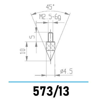 573/13 - Messeinsatz mit Spitze 45° für Messuhren und Feinzeiger