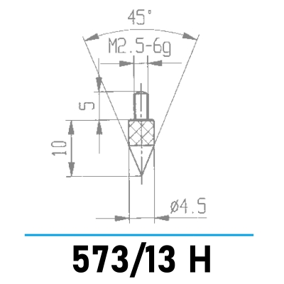 573/13 H - Messeinsatz mit Spitze 45° für Messuhren und Feinzeiger