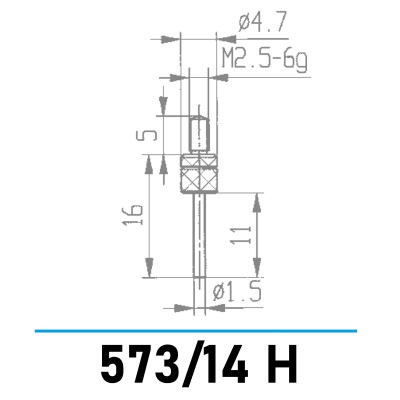 573/14 H - Messeinsatz mit Planfläche Ø 1,5 mm für Messuhren und Feinzeiger