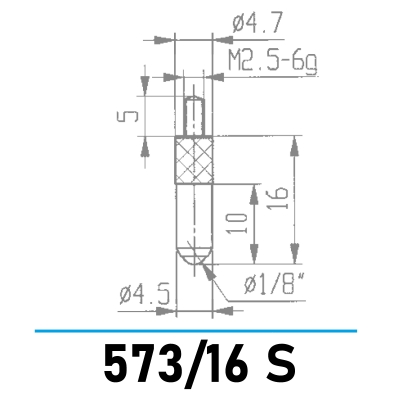 573/16 S - Kugelmesseinsatz Ø 1/8" für Messuhren und Feinzeiger