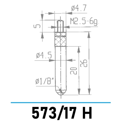 573/17 H - Kugelmesseinsatz Ø 1/8" für Messuhren und Feinzeiger