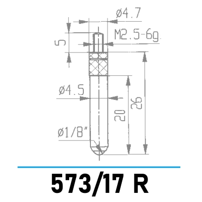 573/17 R - Kugelmesseinsatz Ø 1/8" für Messuhren und Feinzeiger