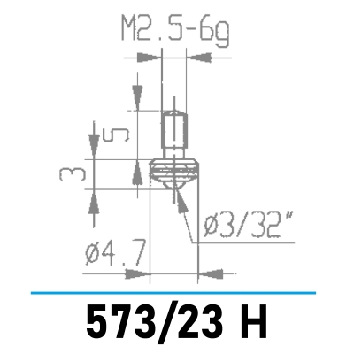 573/23 H - Kugelmesseinsatz Ø 3/32" für Tiefenmessgeräte