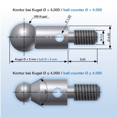 DIATEST Messuhr-Kugeltaster KS-MU - Sonder-Kugel