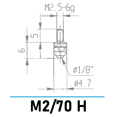 M2/70 H - Kugelmesseinsatz Ø 1/8" für Messuhren und Feinzeiger