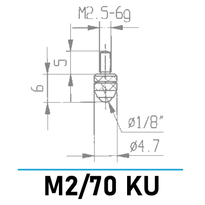 M2/70 KU - Kugelmesseinsatz Ø 1/8" für Messuhren und Feinzeiger